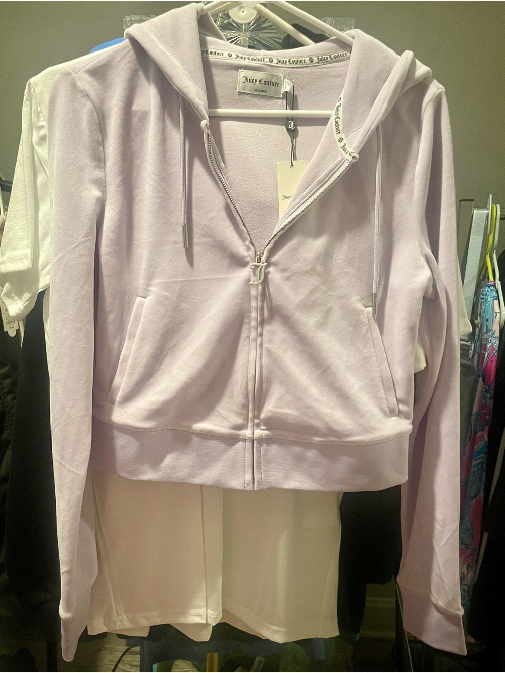 Juicy Couture Orchid Petal Zip-Up Hooded Jacket with Bling NWT!